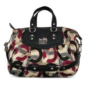 COACH Madison Audrey OpArt C Julianne Style 14318 Satchel Black Leather Trim